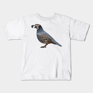 California quail bird cartoon illustration Kids T-Shirt